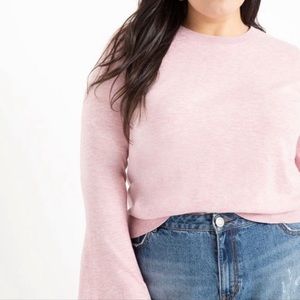 Eloquii Sweater Womens Bell Sleeve in Pink